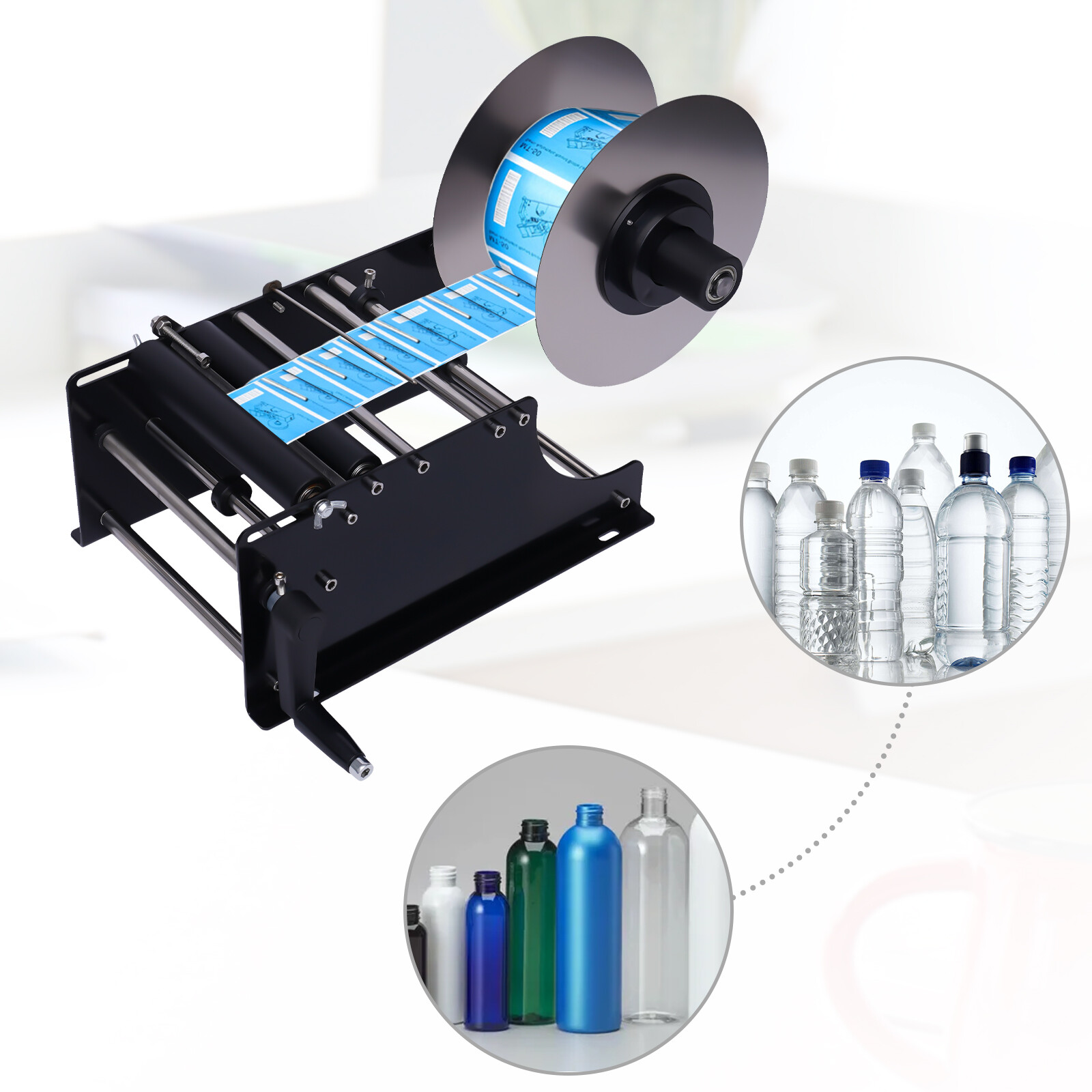 Manual Round Bottle Labelling Machine Plastic Glass Bottle Label Applicator USA
