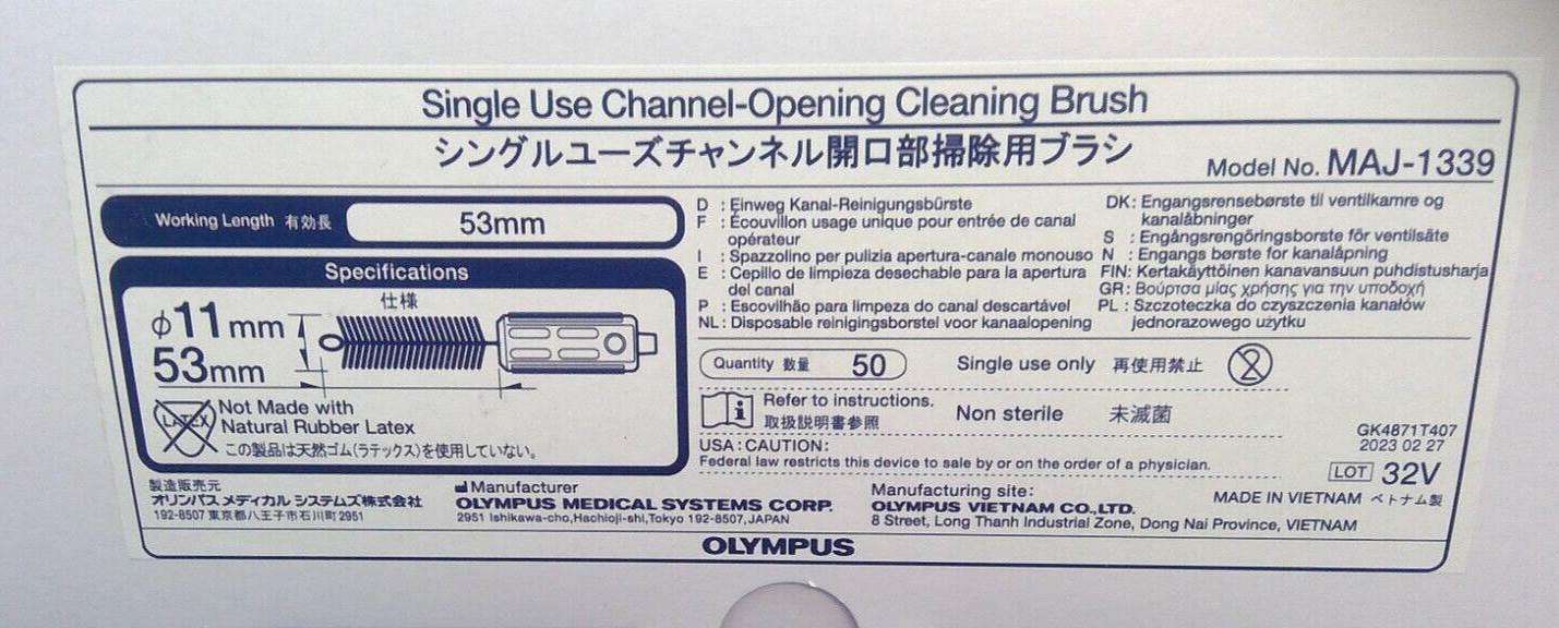Olympus Single Use Channel-Opening Cleaning Brush 53mm, MAJ-1339, 50/Box