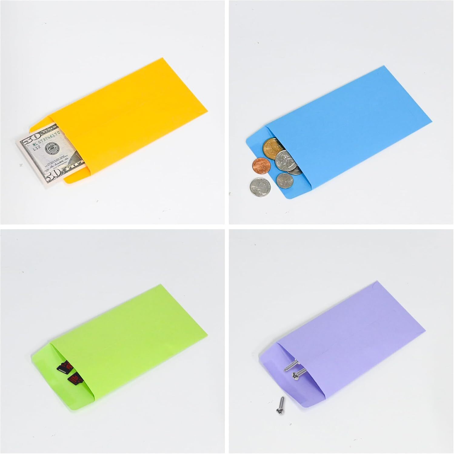 #1 120 Pieces Cash Envelopes 3.5″ x 6.7″ with Gummed Flap Small Parts Envelop…