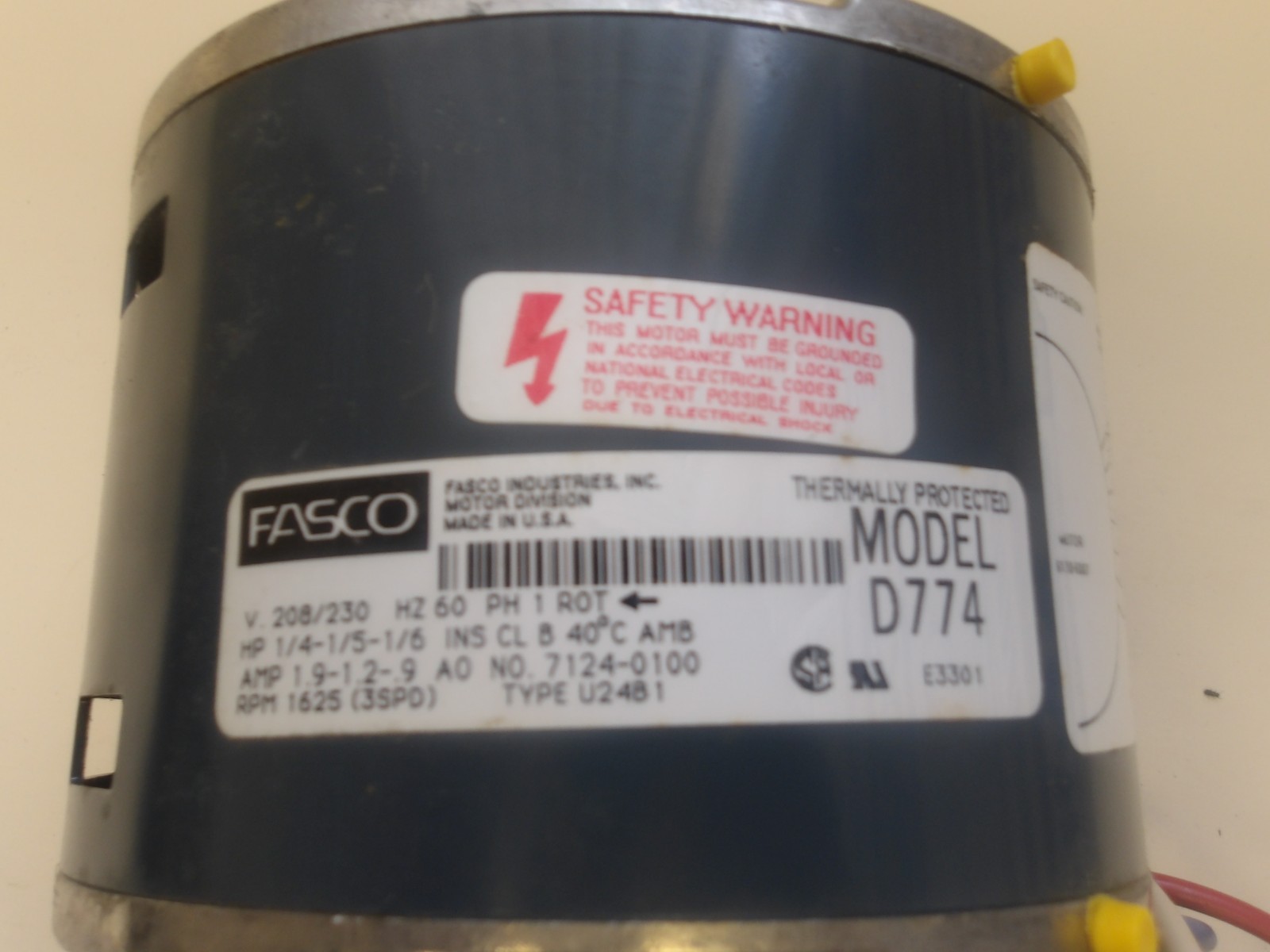 FASCO P/N: D774 CONDENSER FAN MOTOR MULTI RATING 1625 RPM PSC 3 SPEED