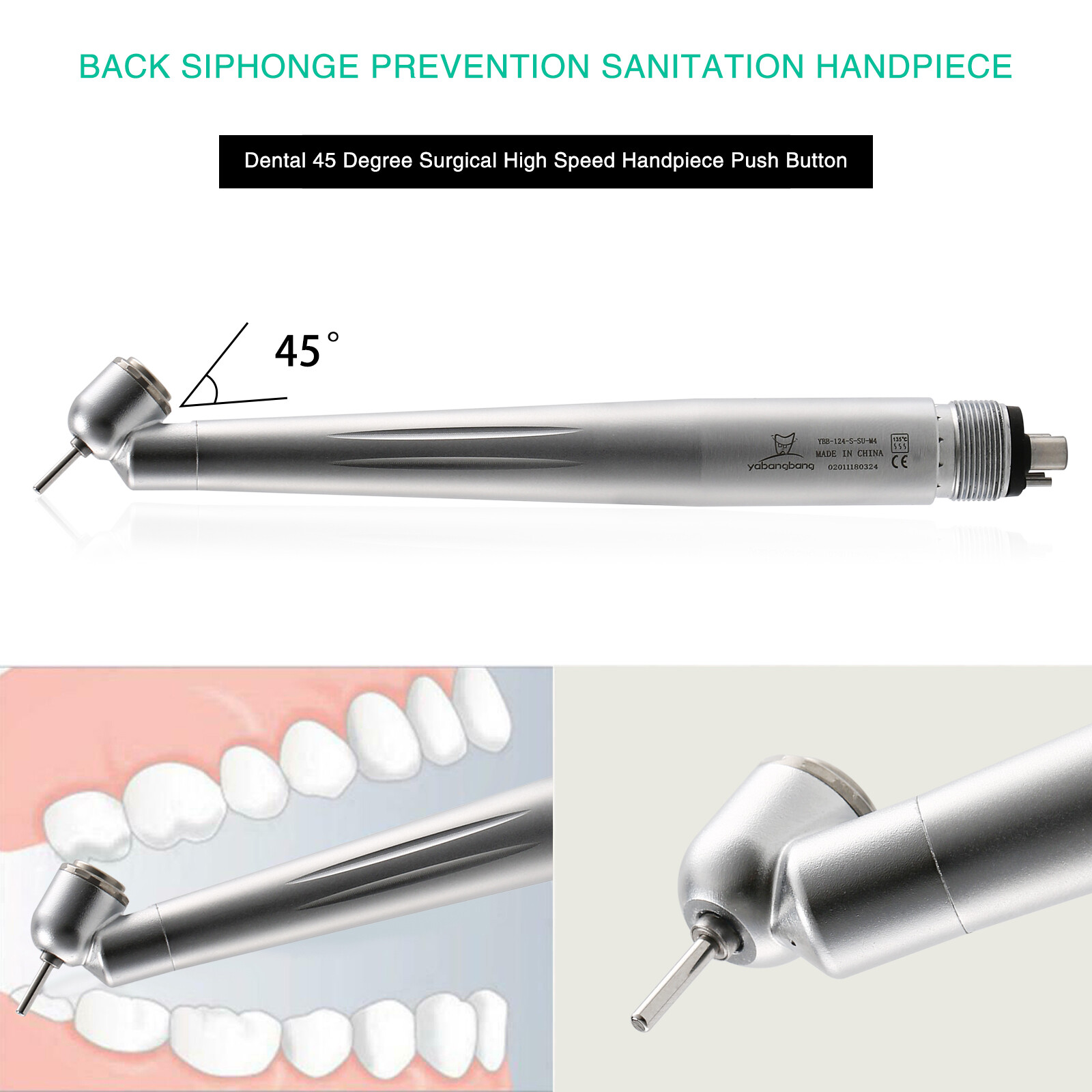 5 NSK PANA MAX Type Dental 45 Degree Surgical Handpiece High Speed Turbine 4Hole