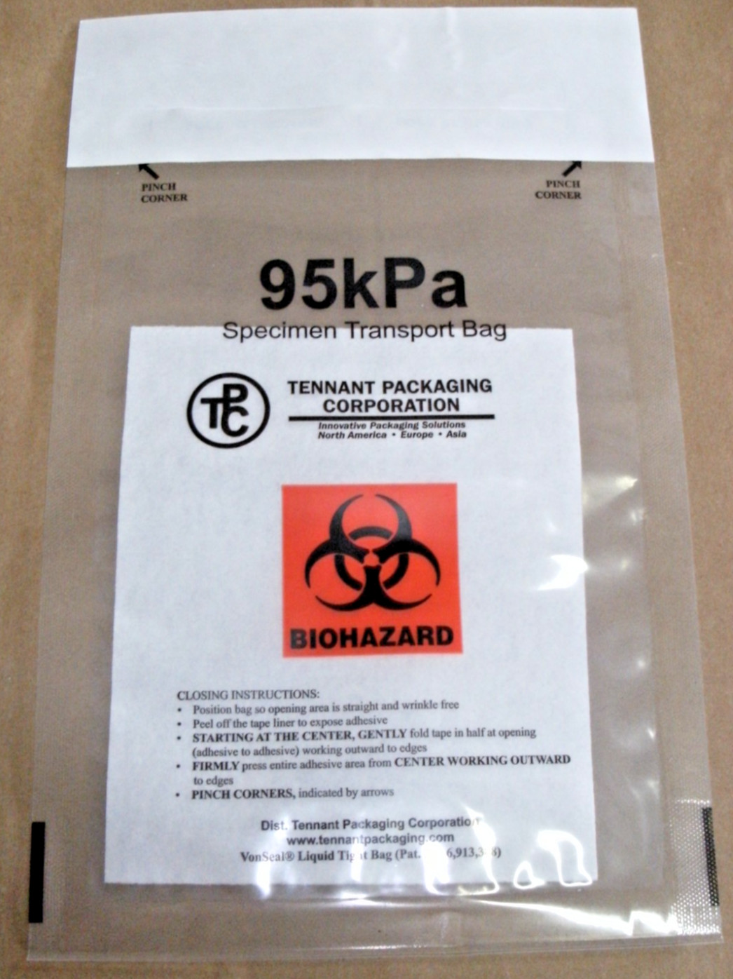 Premium 95kPa Specimen Transport Bag (TPC) With VonSeal Liquid Tight Tech (50PK)