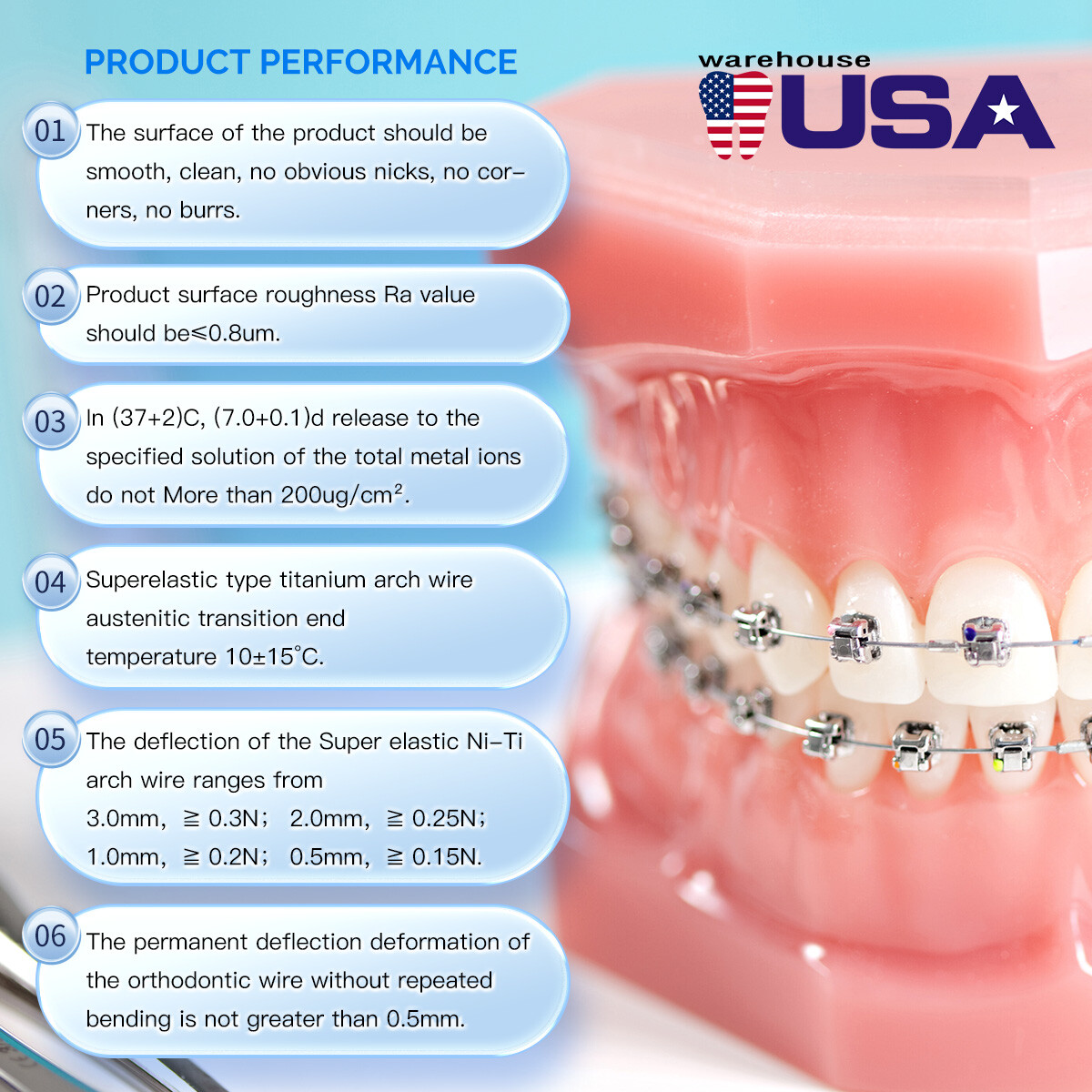 Dental Orthodontic Arch Wire Round Super Elastic NITI Round Ovoid Form AZDENT