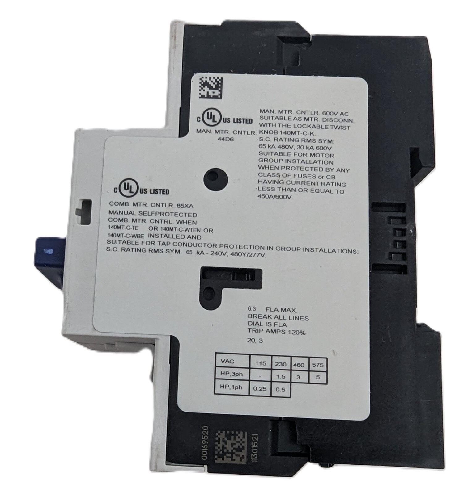 Allen-Bradley 140MT-C3E-B63 Motor Circuit Breaker Protection 4-6.3Amp NEW