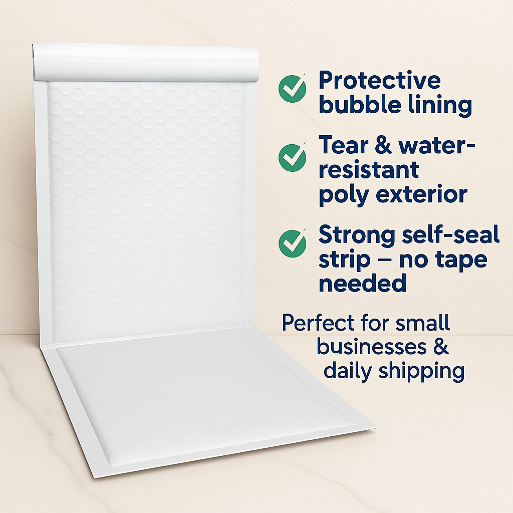 Poly Bubble Mailers 8.5×12 Padded Envelopes #2 – Fits 8.5×11 – Choose Quantity