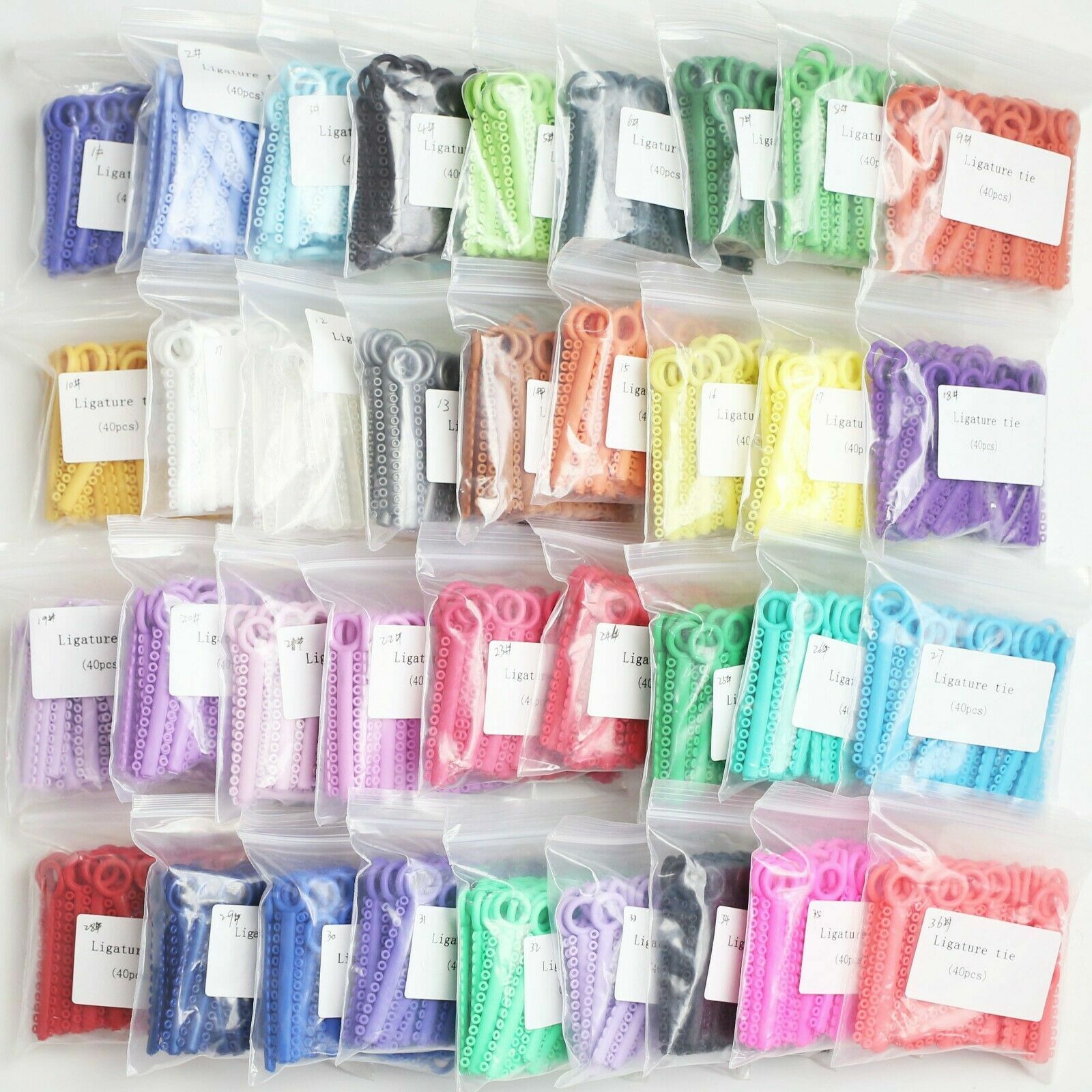 1040Pcs/Bag Dental Orthodontic Super Elastic Ligature Ties Rubber Bands 37 Color