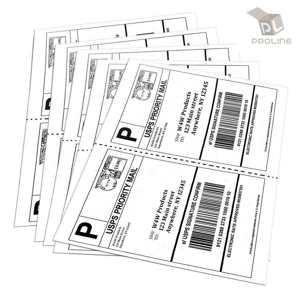 1000 Shipping Labels Perforated 8.5×5.5 Self Adhesive 2 Per Sheet 500 Sheets