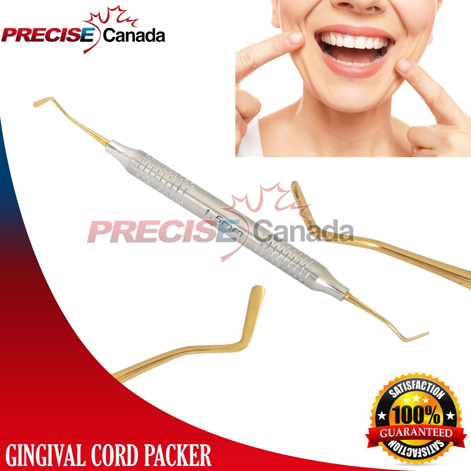 3Pcs Cord Packer Dental Gingival 1.5mm Retraction NON-SERRATED Dental Instrument