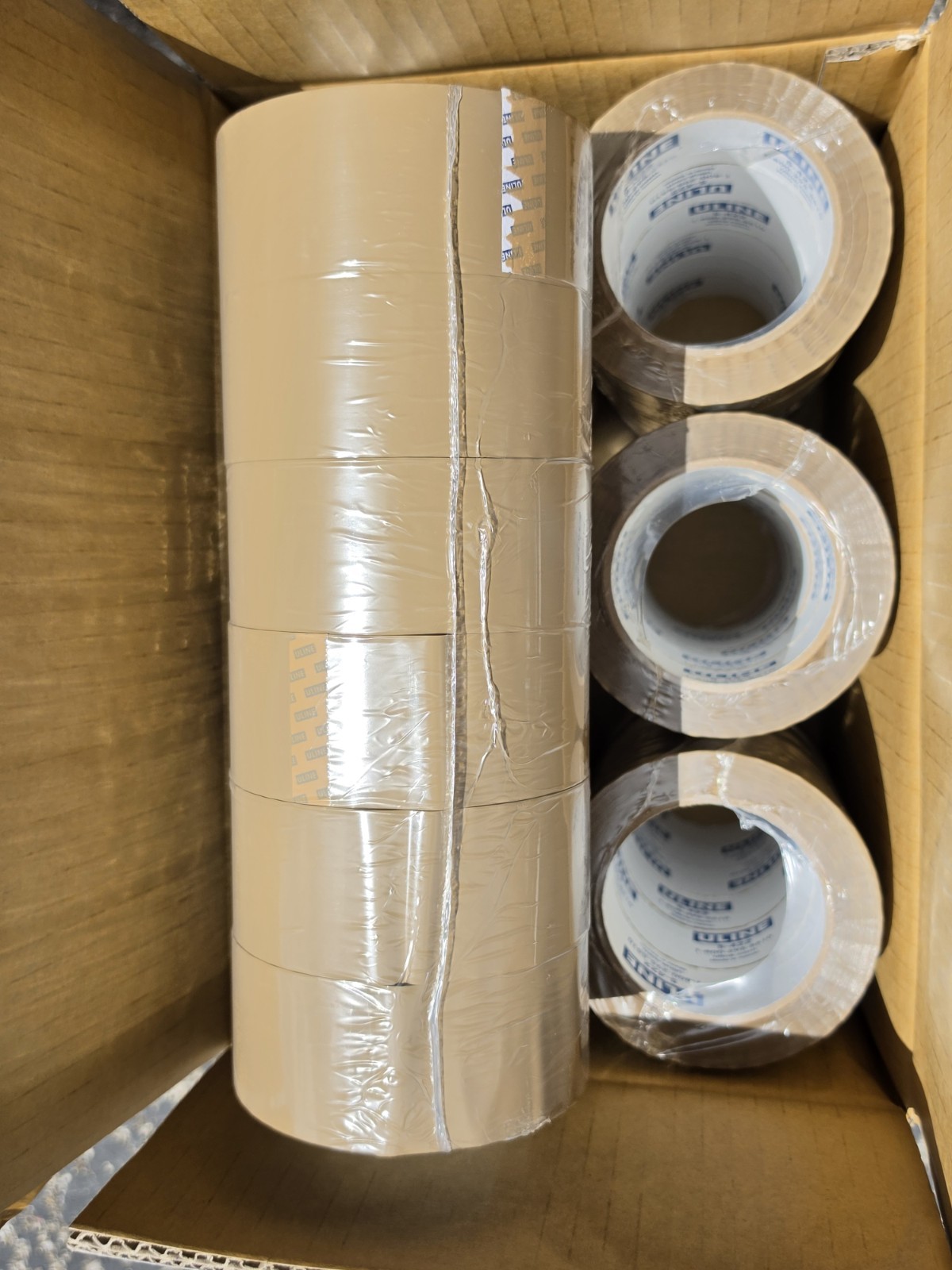 6 Rolls Of ULINE S-422 2″ x 110yds 2mil Tan Packing/Shipping Tape New Sealed