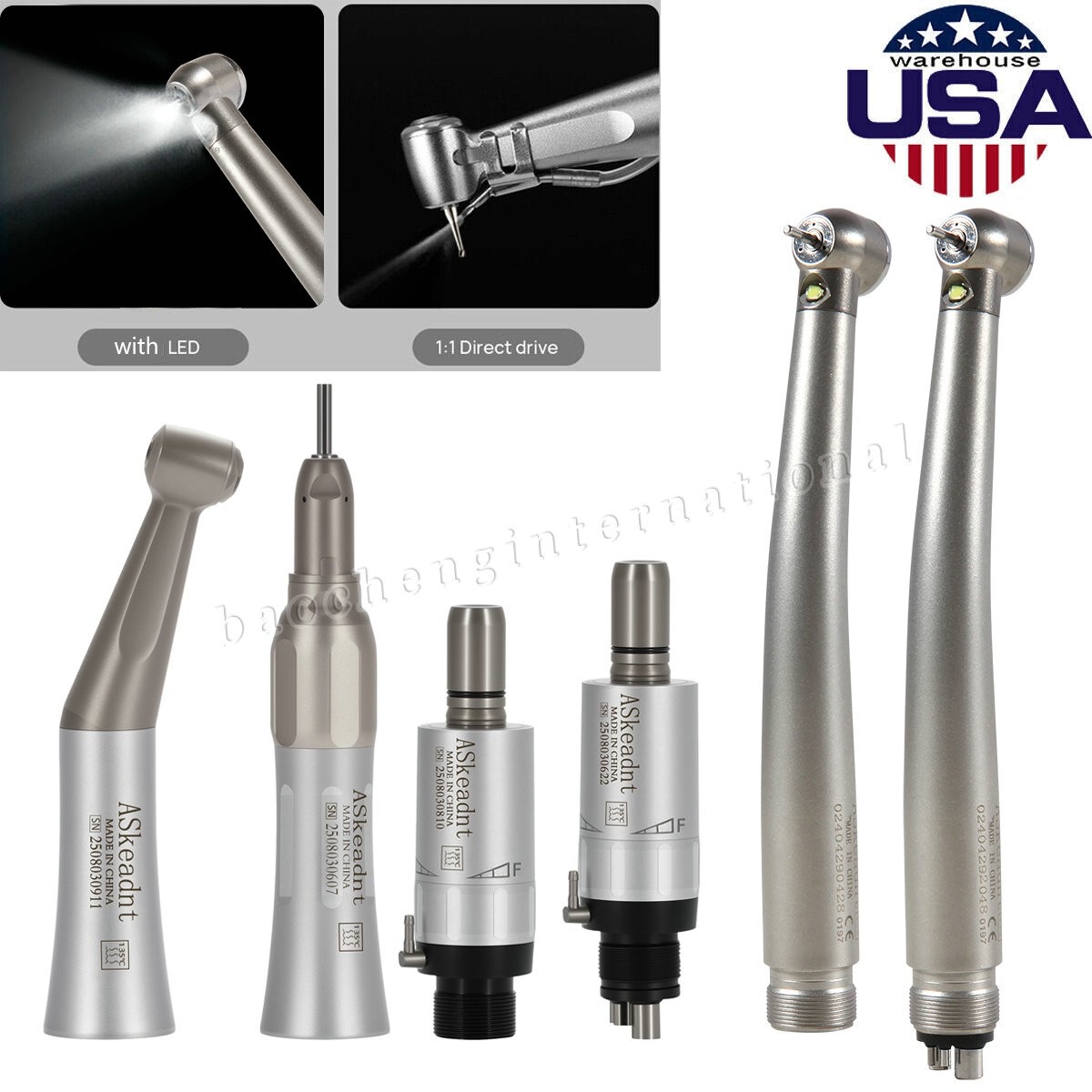 ASKEADNT Dental E-generator LED High Speed/Low Speed Handpiece Kit 2Hole/4Holes