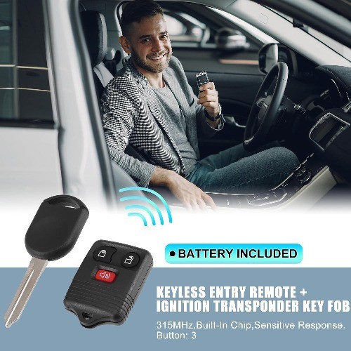 315MHz Keyless Entry Remote Ignition Transponder Key Fob 3 Buttons for F-150 F-2