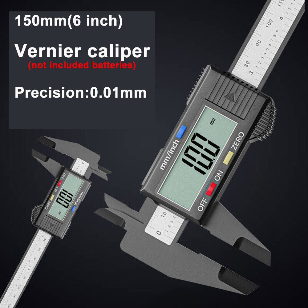 6”LCD/150mm Digital Vernier Caliper Micrometer Measure Tool Gauge Ruler Plastic