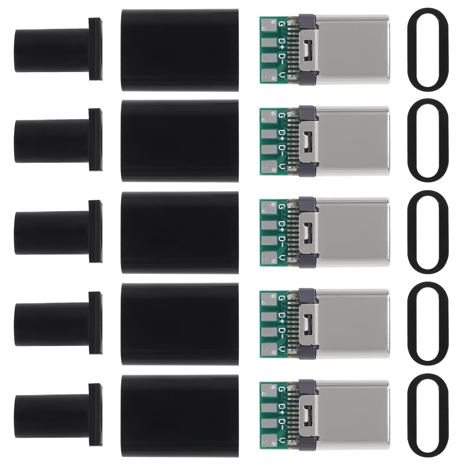 5 USB C Connector 3.1 Male Plug Type C Solder Adapter PCB Cable Repair Black C