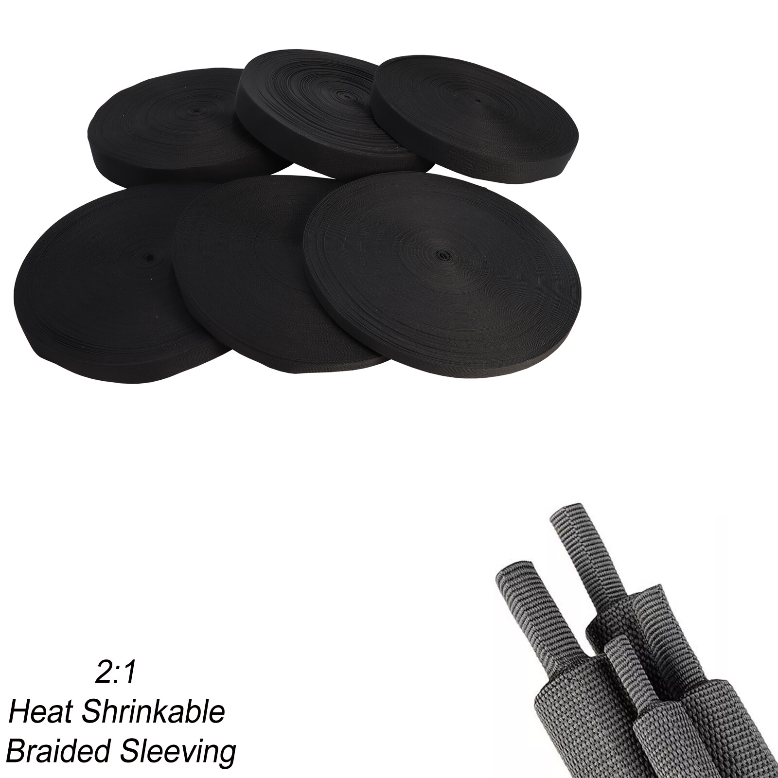 Heat Shrink Braided Sleeve Wire Loom 2:1 Abrasion Protect Wire Harness Sheath