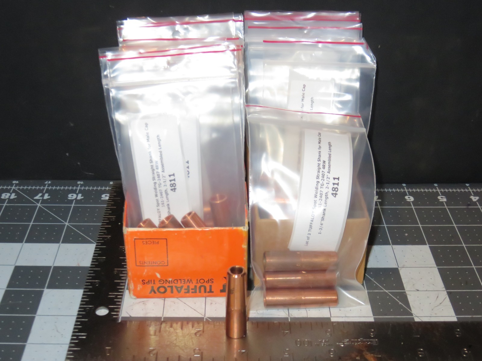 Lot of 3 TUFFALOY Spot Welding Straight Shank for Male Cap 161-2407 TG-2407 4RW
