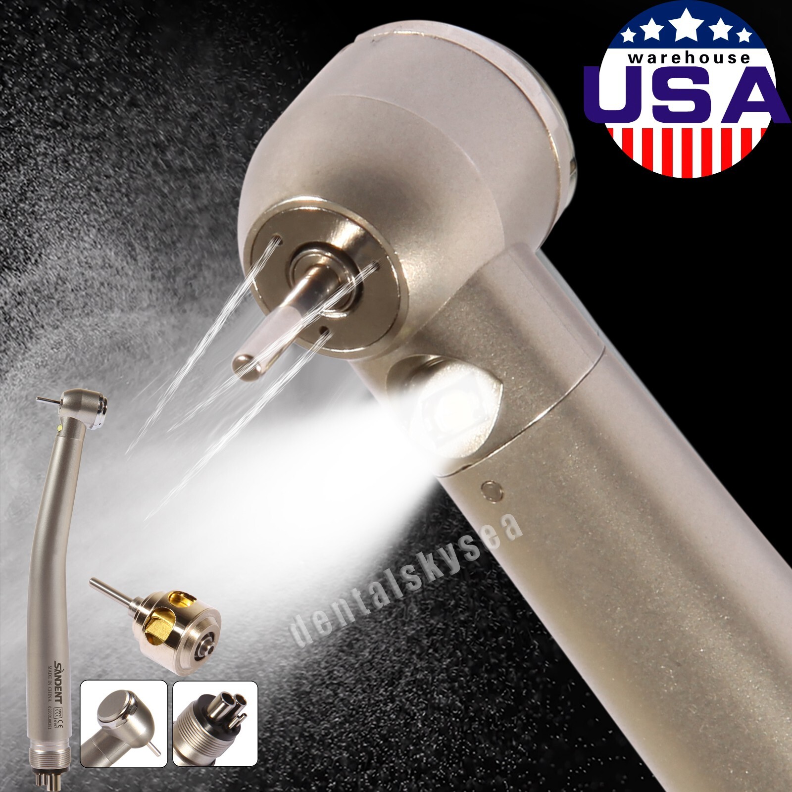 Dental Fiber Optic E-generator LED High Speed Handpiece Turbine 4 HOLE