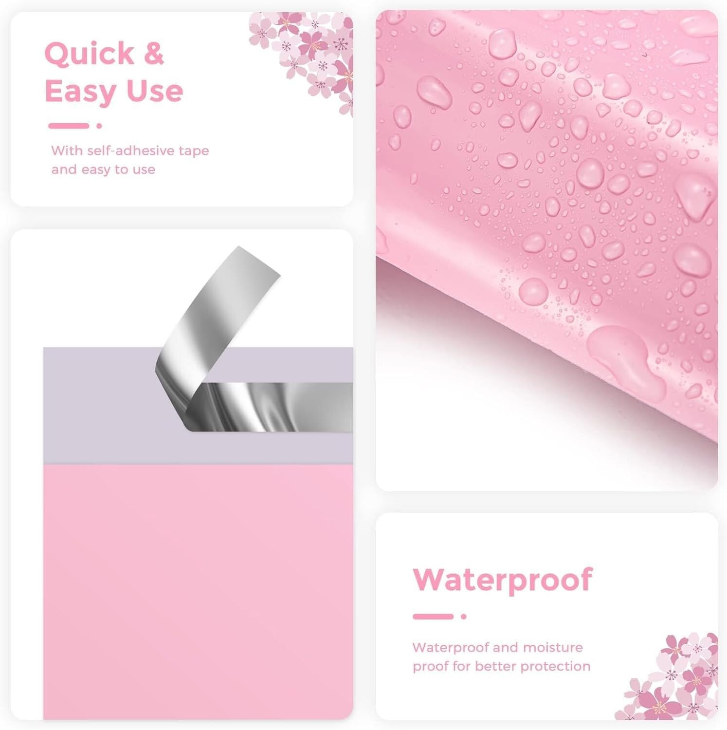 Poly Mailers Shipping Bags Mailing Poly Bags Envelopes Light Pink 10×13 12×15.5