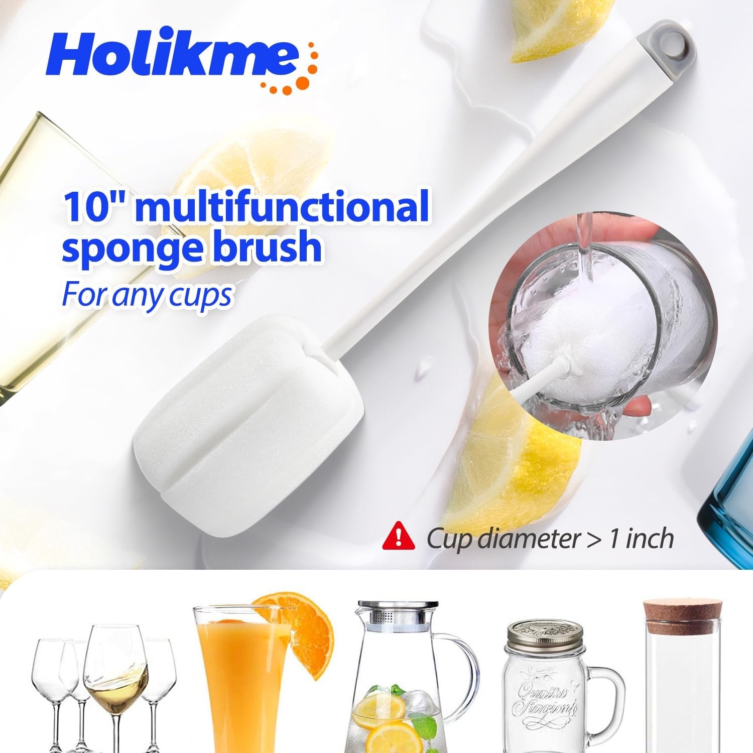 Holikme Bottle Brush Tube Cleaning Lab Set with Long Handle, Cup Cleaner for Was