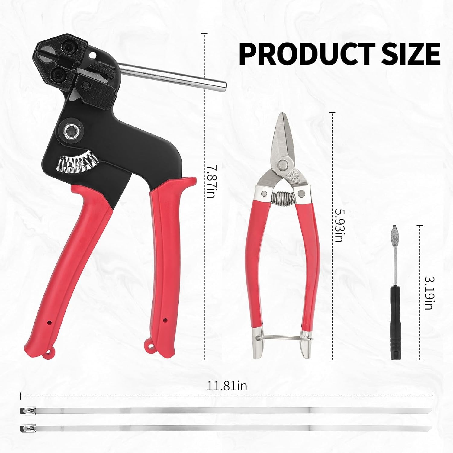 Metal Cable Tie Gun Kit,Zip Tie Tool With 100pc 11.8″ Stainless Steel Cable Ties