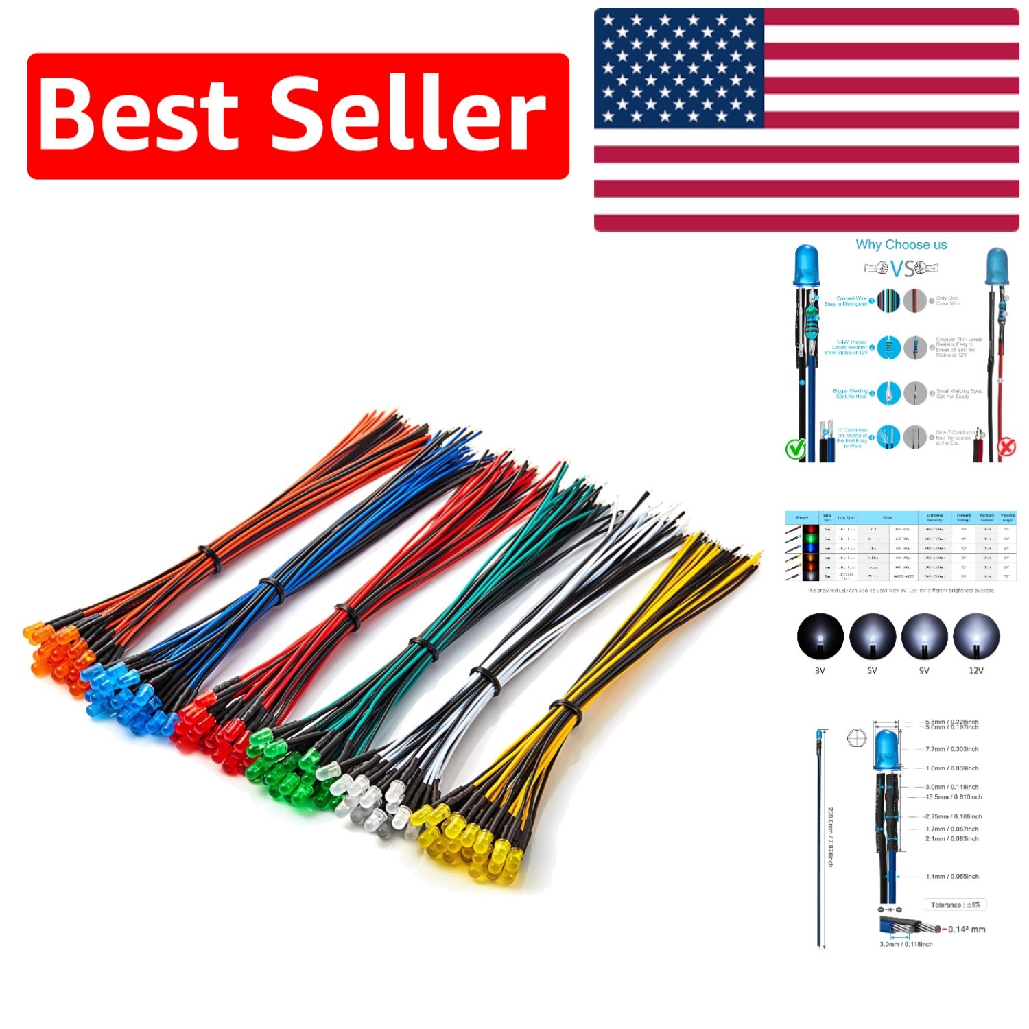 Ultimate 120pcs Assorted LED Light Kit – 12V, Pre-Wired, Perfect for Crafts