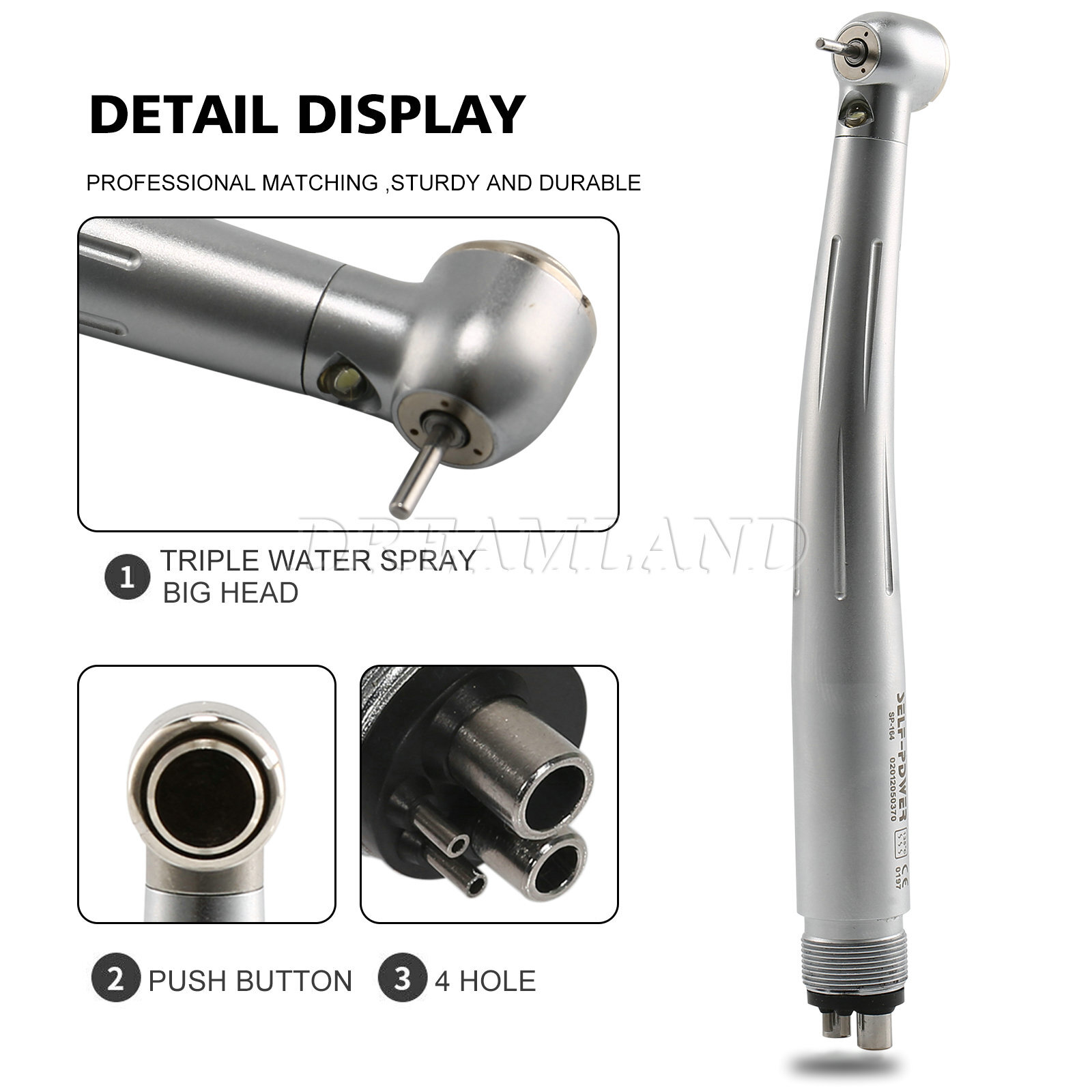 NSK Style Dental Fiber Optic LED E-generator High Speed Handpiece Turbine 4 HOLE
