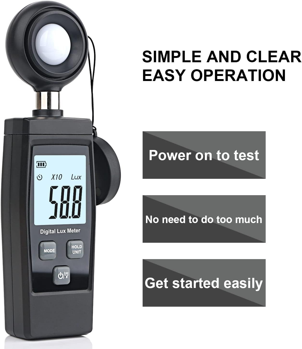 Light Meter, Handheld Lux Meter for Ambient Light Intensity Monitoring,