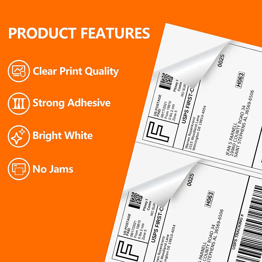 200 8.5×5.5 Half Sheet Shipping Labels 2 Per Sheet Self Adhesive