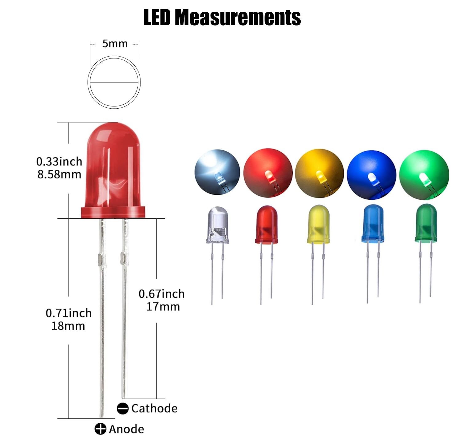 120 Pcs California JOS 5mm LED Light Diodes, LED Circuit Assorted Kit for