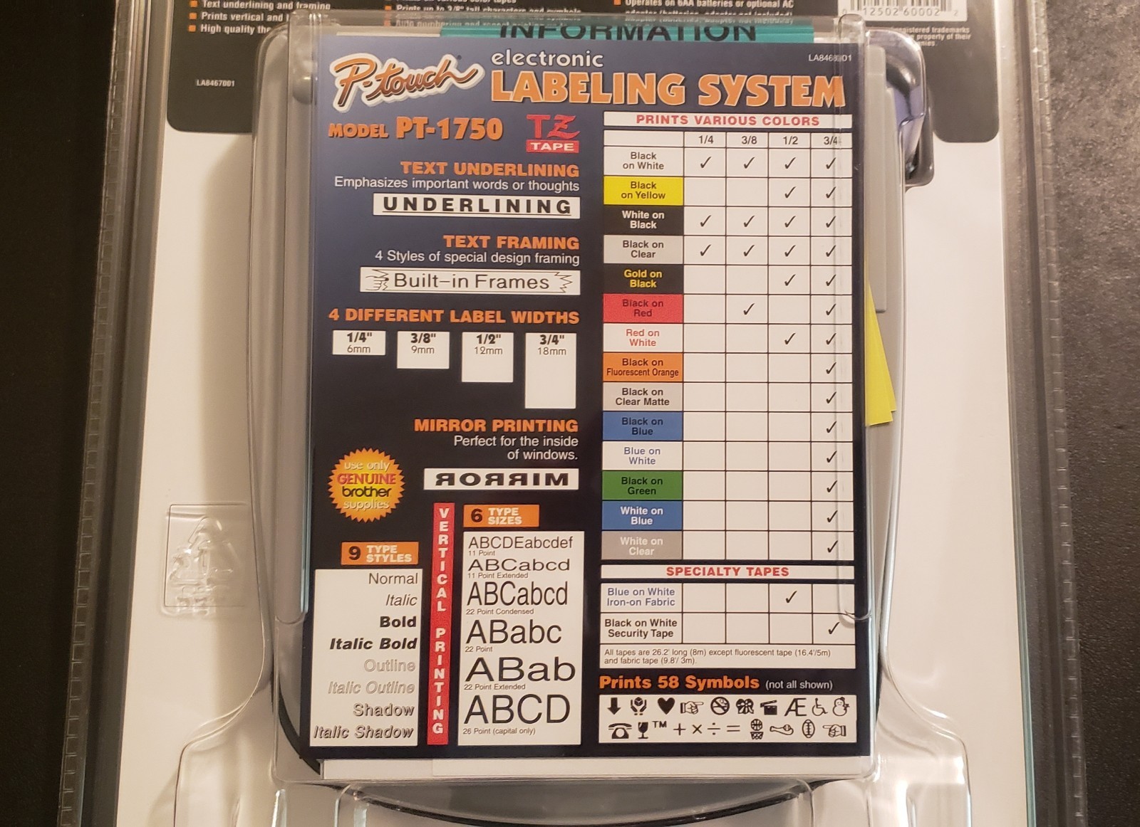 Brother PT-1750 P-Touch Label Maker Electronic Labeling System – New Sealed NOS!