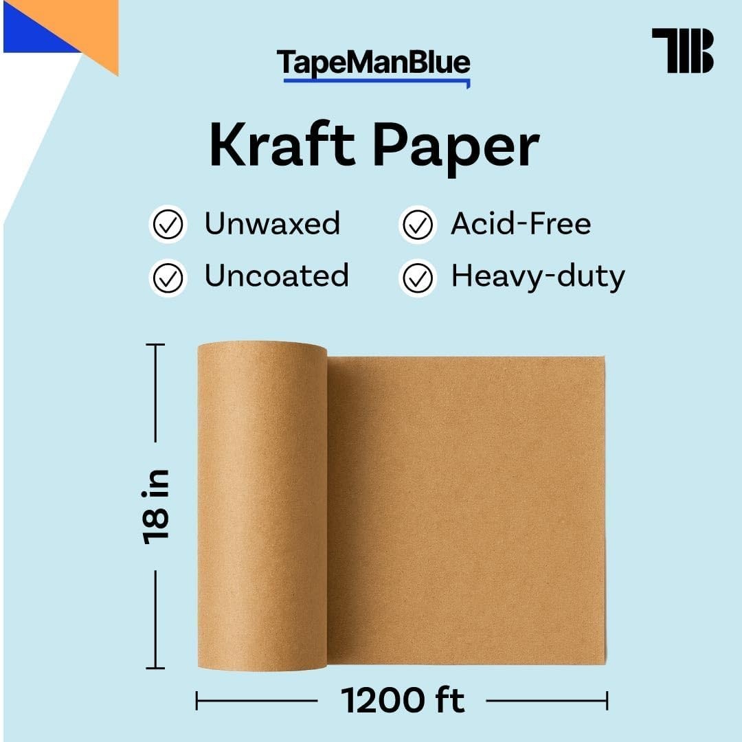18″ x 1200ft Kraft Paper Roll Brown 30lb USA Made Wrapping Craft Paper