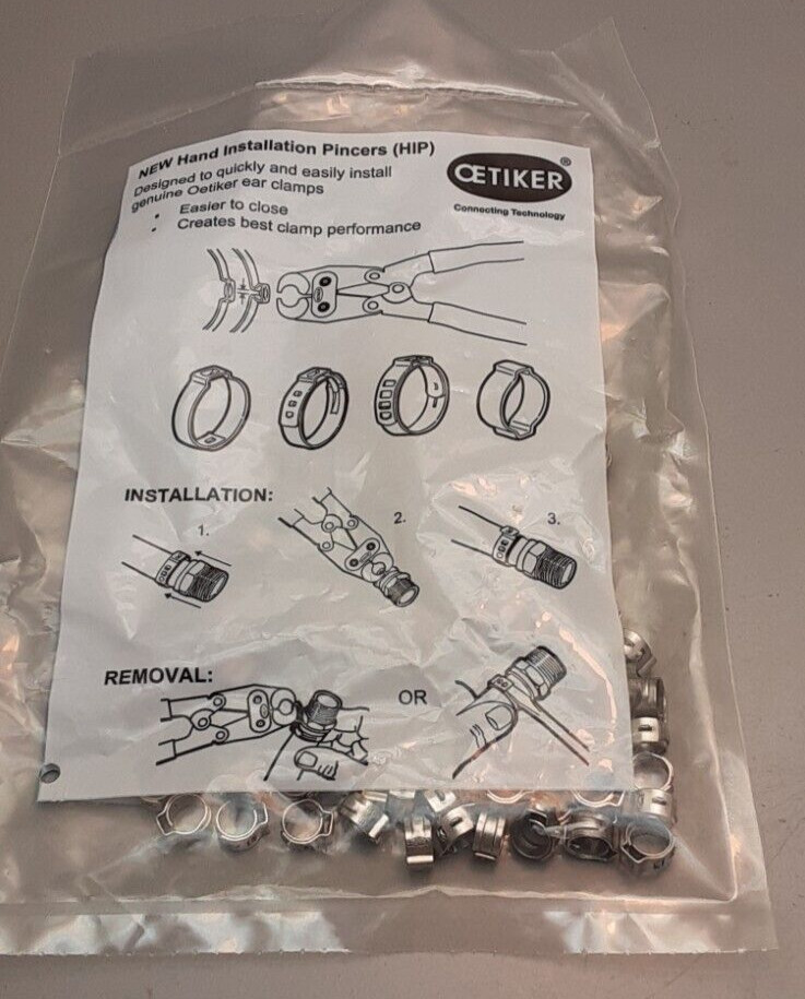 Oetiker Stepless Ear Clamp, One Ear 5mm,5.8mm (Closed)-7mm(Open)(100 pk) 1670001
