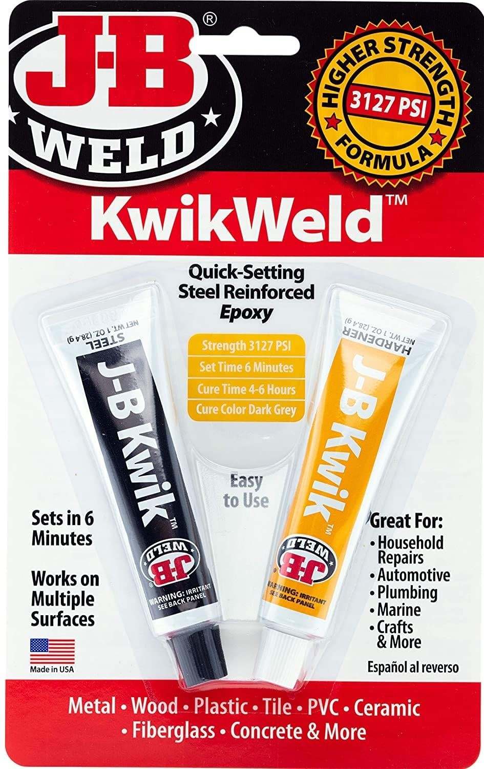 J-B Weld 8276 KwikWeld Quick Setting Steel Reinforced Epoxy – Dark Grey 2 oz