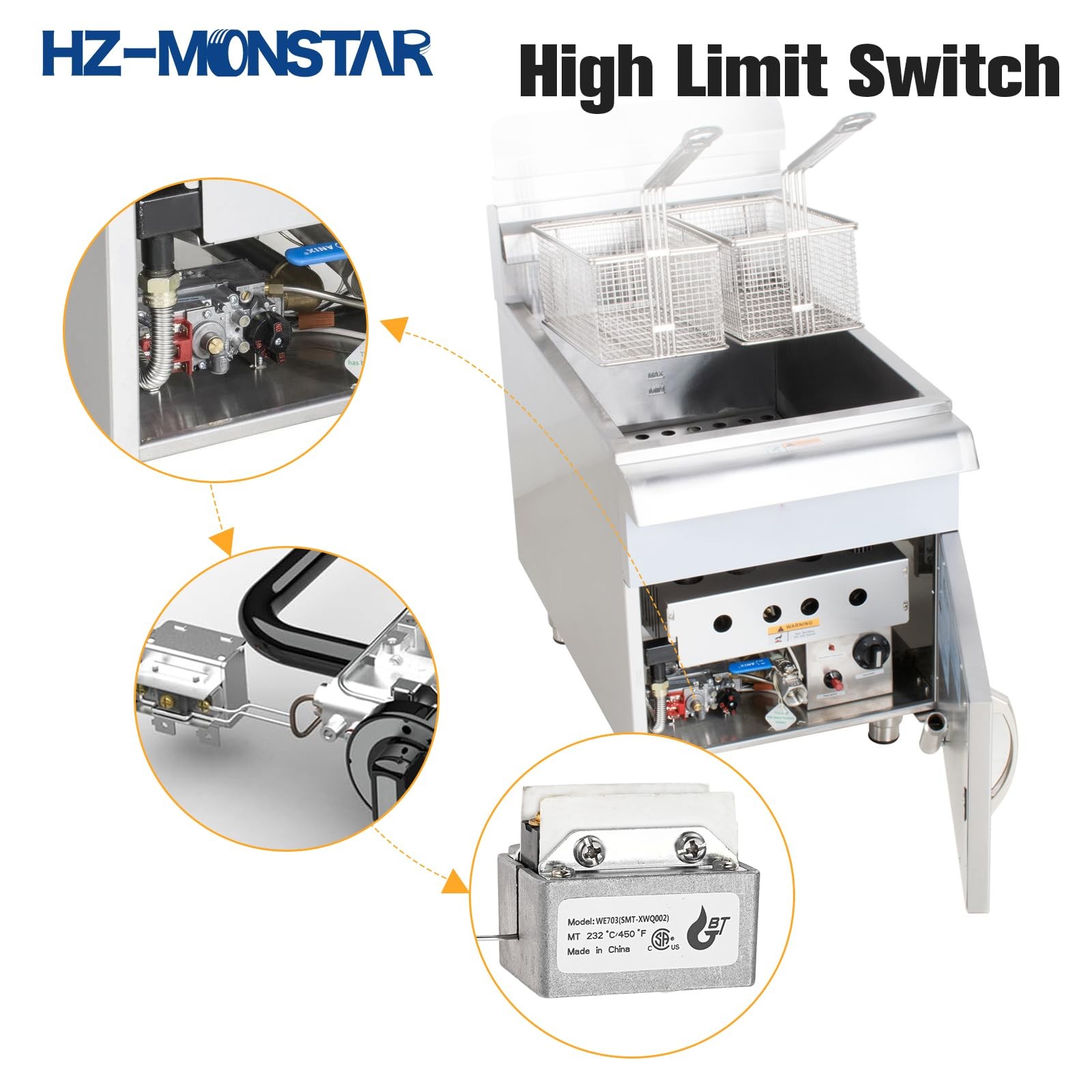 HZ-MONSTAR 1177 High Limit Fryer Switch Safety, LCCM080360000 Thermostat…