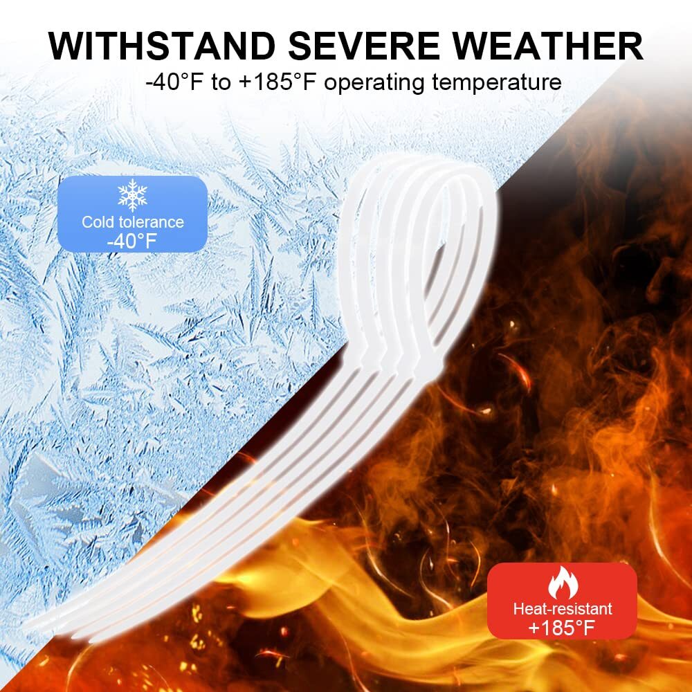 Heavy-Duty Zip Cable Ties 100 Pieces White Ideal for Indoor and Outdoor Use