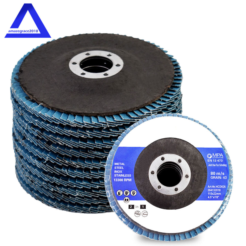 100Pack 4-1/2″×7/8” 40 Grit T29 Premium Zirconia Flap Disc Sanding Grinding