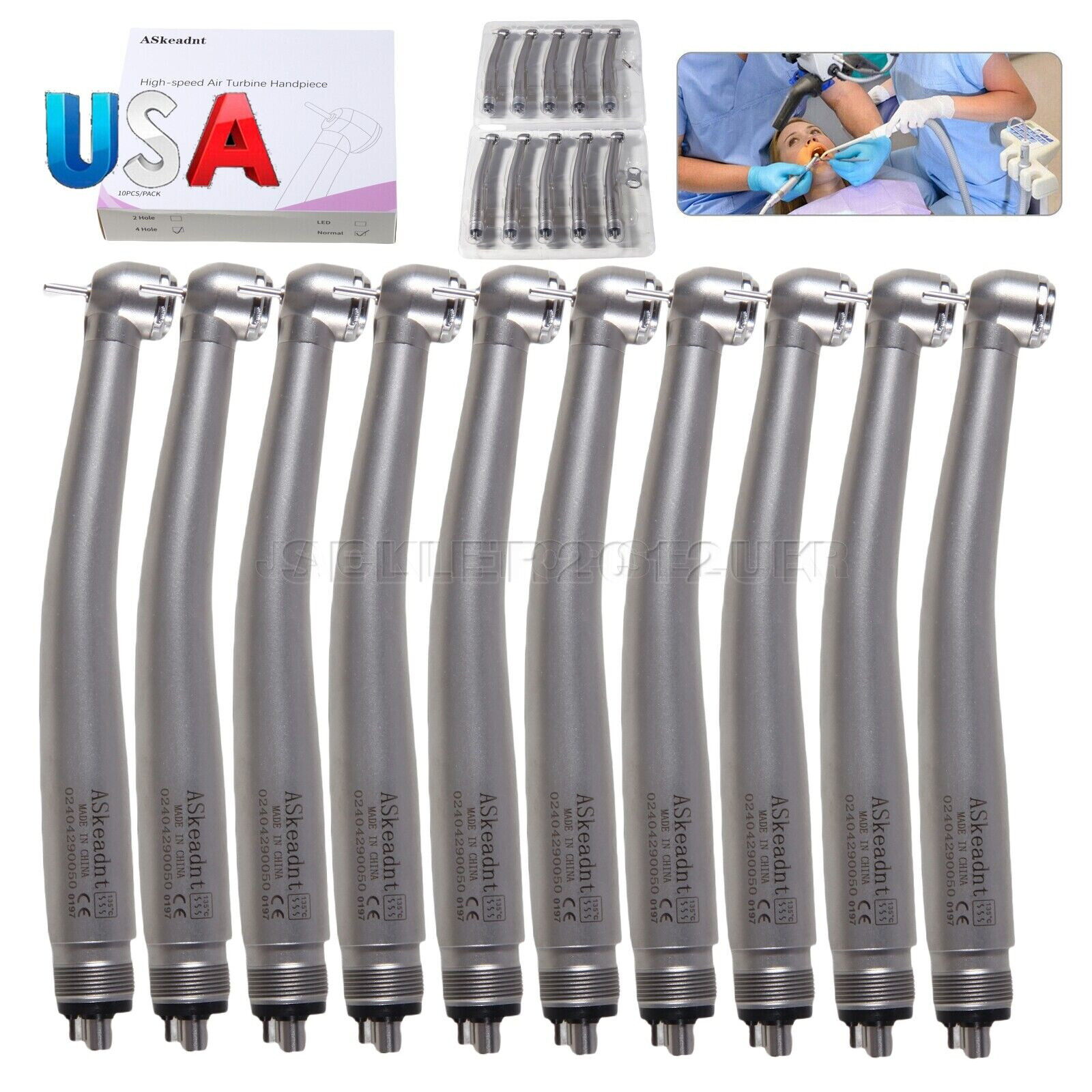 Dental High Speed Handpiece Push Button Air Turbine 4 Hole Midwest 10pcs/1 Pack