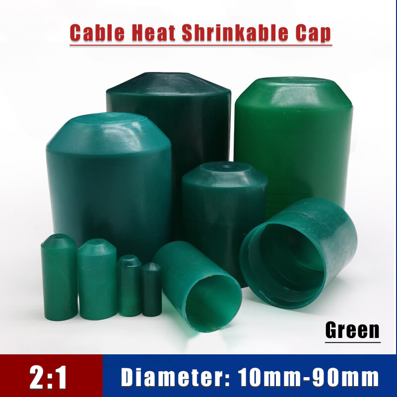 10-90mm Green Heat Shrink End Caps 2:1 Adhesive Glue Lined Cable Insulation Seal