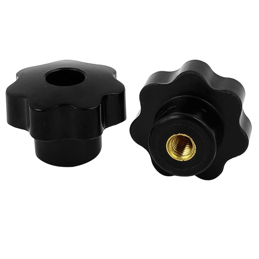 M8 Female Threaded Black Screw on Type Knurled Clamping Nuts 2pcs