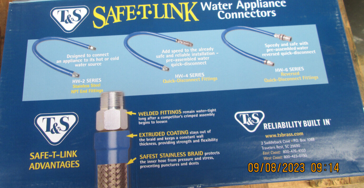 T&S Safe-T-Link Water Appliance Hose 3/8″ x 48″ Quick Disconnect HW-6C-48