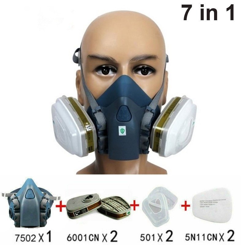 7 IN 1 Reusable Half Face Respirator Facepiece GAS MASK Spraying Painting Safe