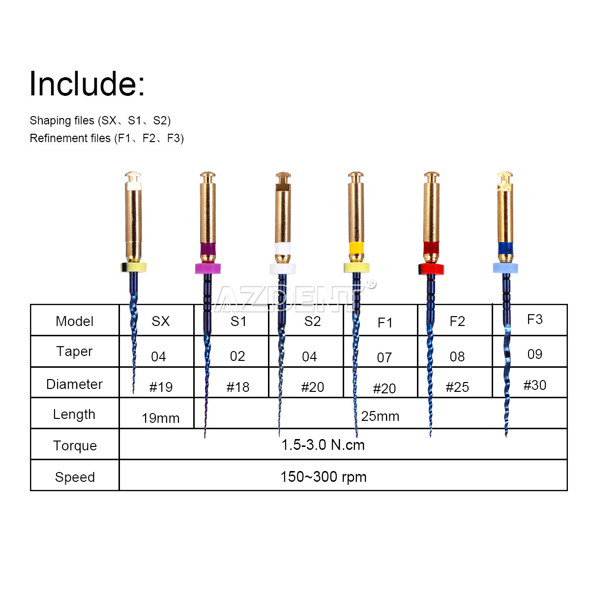 AZDENT Dental Endo Rotary Files X-Pro Gold Taper SX-F3 NITI Root Canal Files