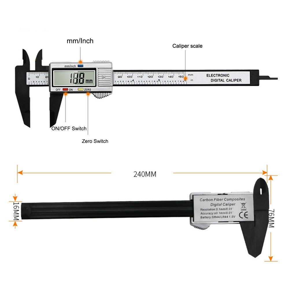 6”LCD/150mm Digital Vernier Caliper Micrometer Measure Tool Gauge Ruler Plastic