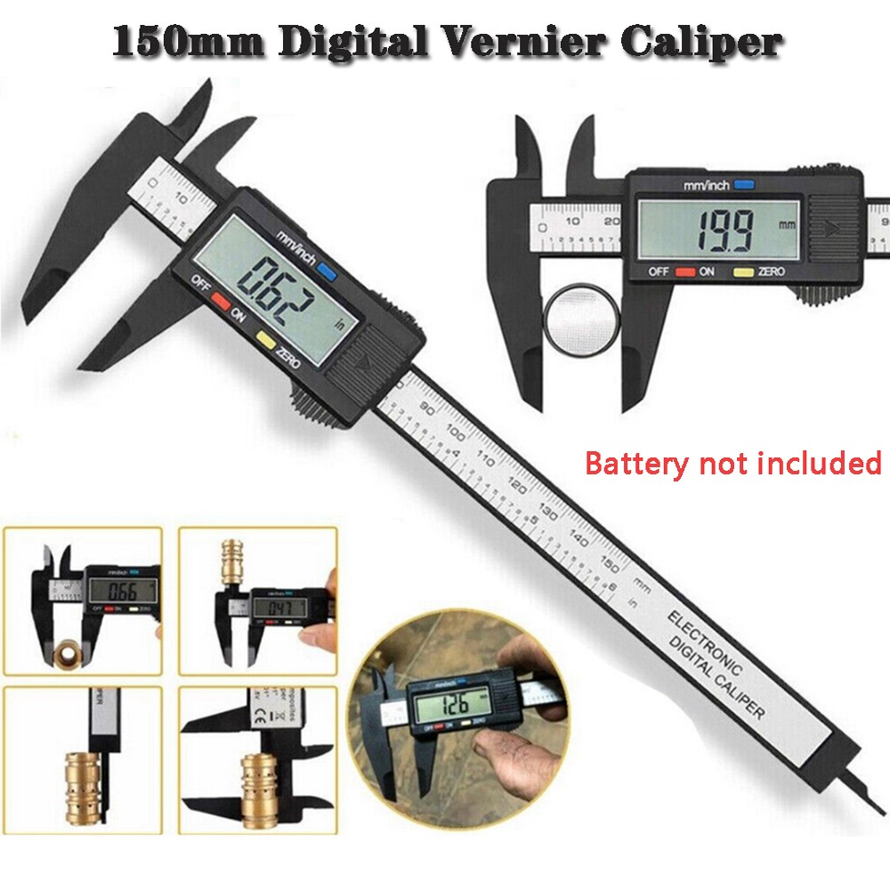 6”LCD/150mm Digital Vernier Caliper Micrometer Measure Tool Gauge Ruler Plastic