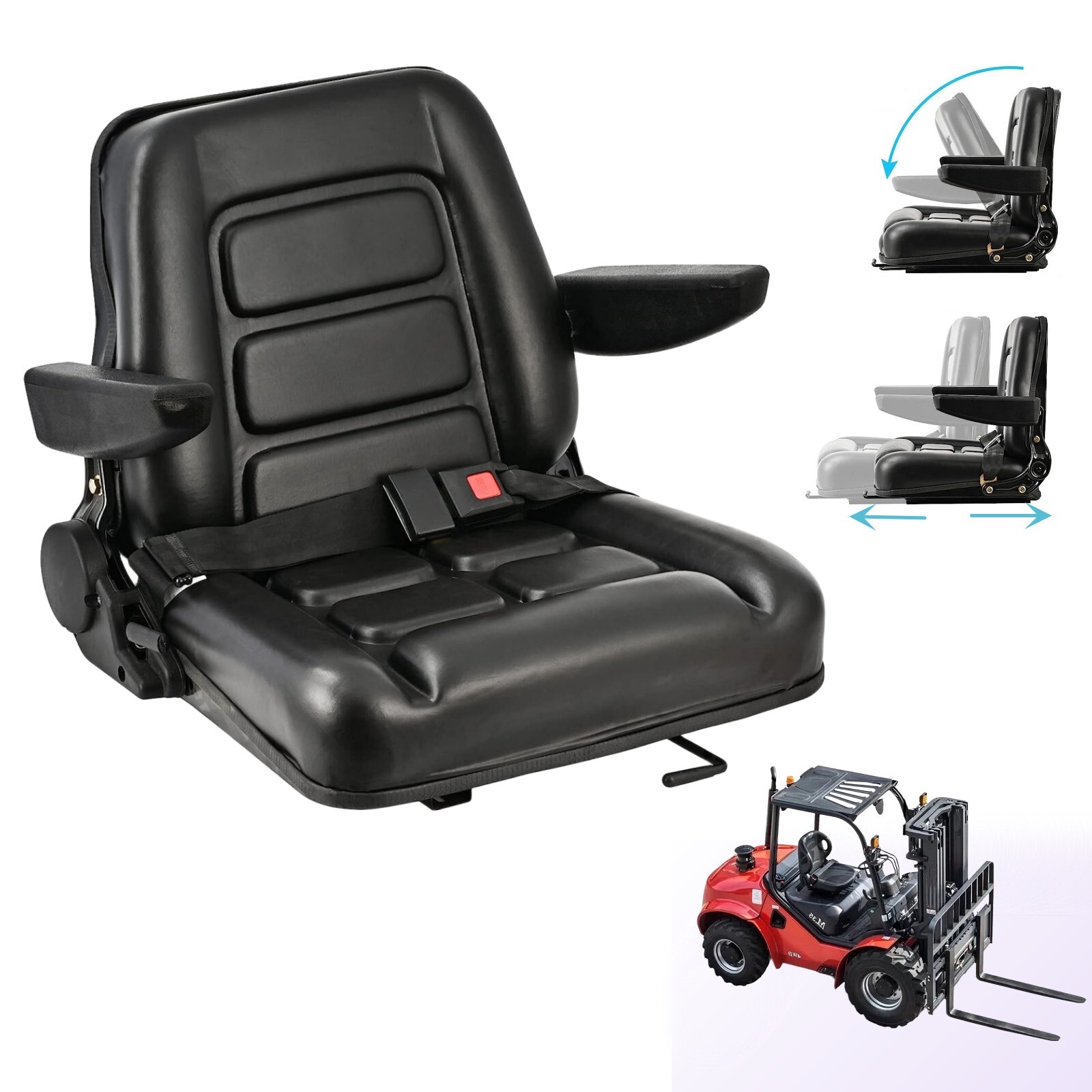 Forklift Tractor Seat Replacement Universal Backrest Slide Suspension Adjustable