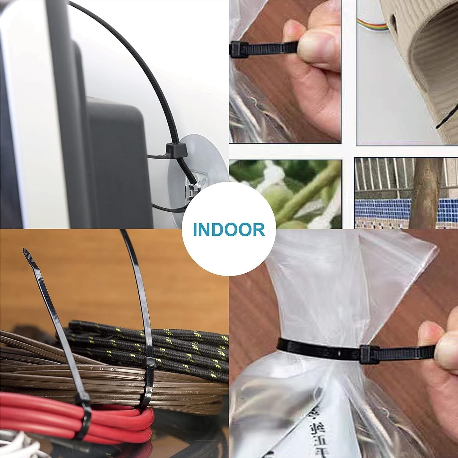 Zip Cable Ties Assorted Sizes(4”+6”+8”+12”) Heavy duty Nylon Black UV Resistant