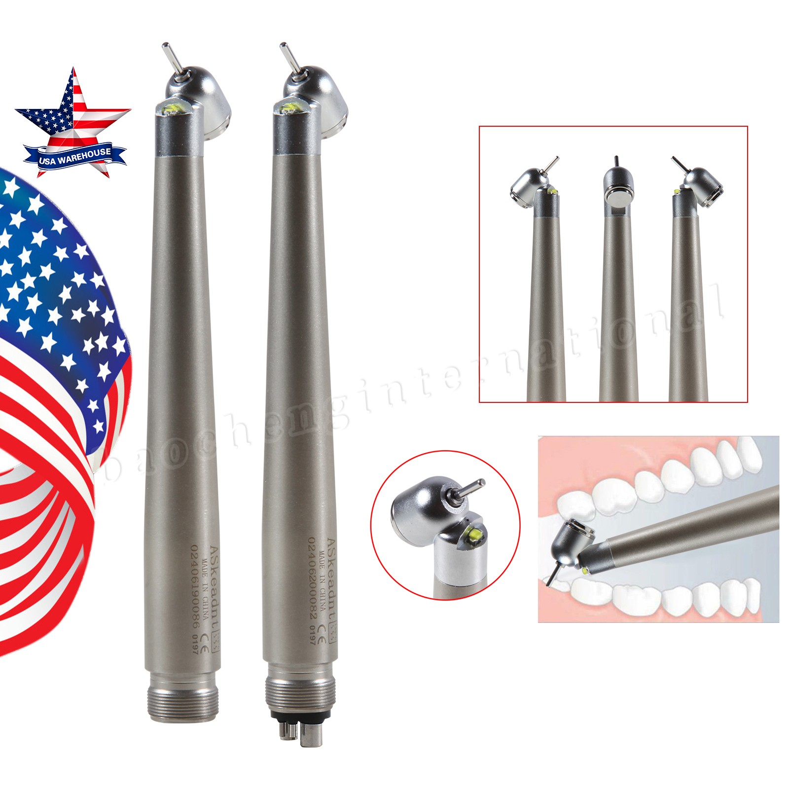 NSK Style Turbina Dental Handpiece High Speed PANA-MAX Turbine 45° LED 4Hole