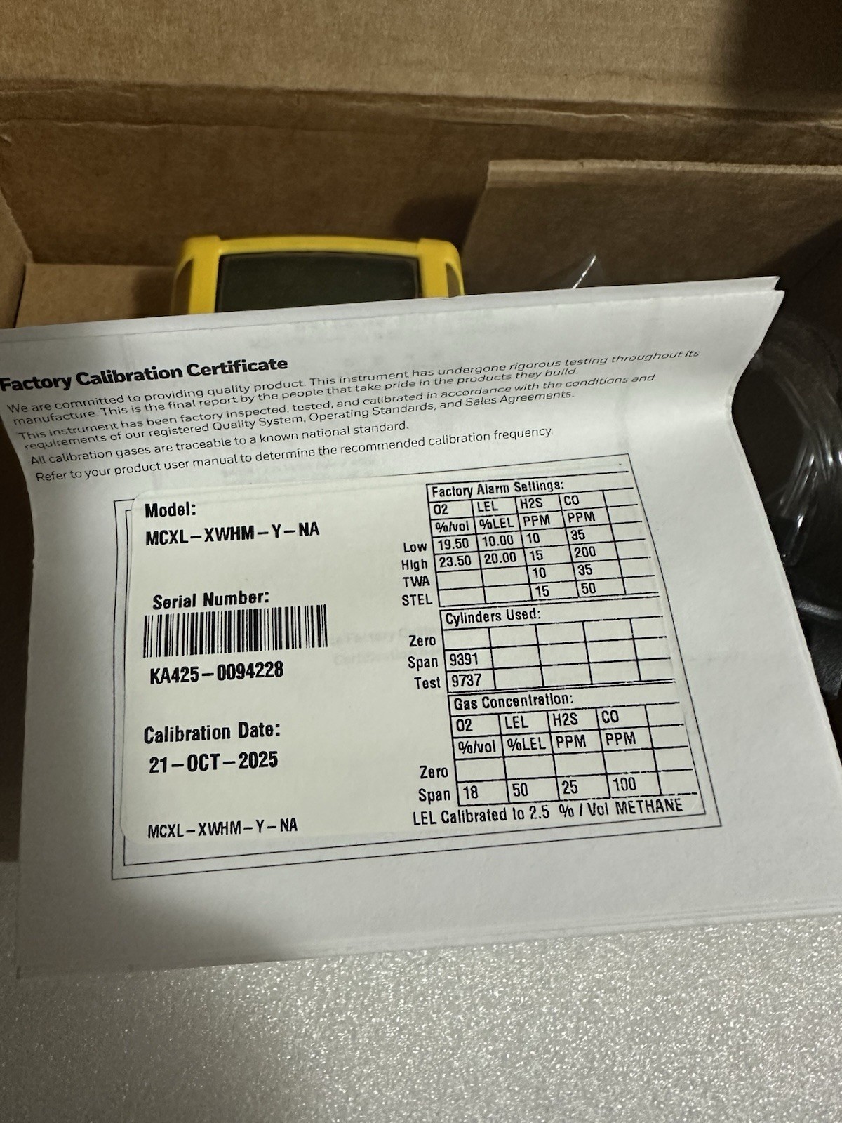 HONEYWELL DETECTOR MCXL-XWHM-Y-CN MCXL-4, 4-IN-1 GAS