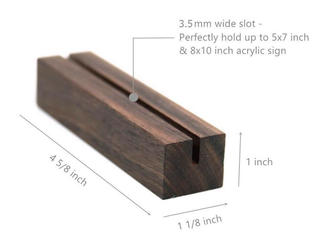 Display Sign Holders Numbers Stands Walnut Wood Sign Holders