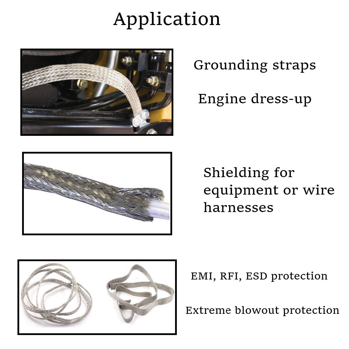 Tinned Copper Braided Flat Shielding Sleeve Automotive Ground Strap Protect Lot
