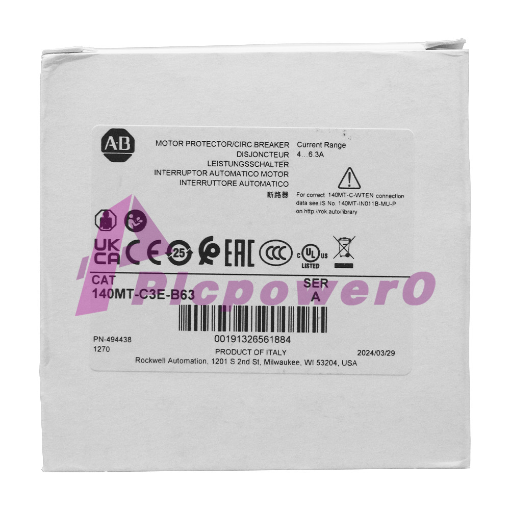 New AB 140MT-C3E-B63 Motor Protection Circuit Breaker Standard Magnetic Trip